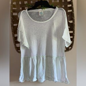 Freeloader sheer pale green Ruffle Hem Top